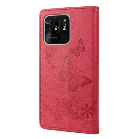 Чохол-книга Floral Butterfly для Xiaomi Poco C40/Redmi 10c - червоний