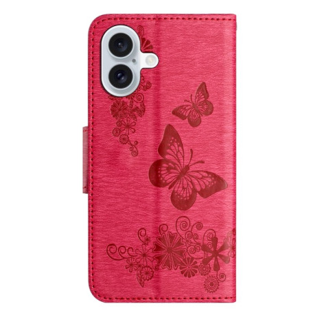 Чохол-книжка Embossed Butterfly для iPhone 16 Plus – червоний
