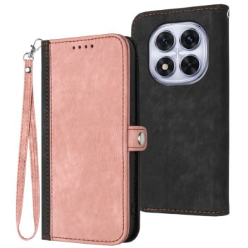 Чохол-книжка Side Buckle Double Fold Hand Strap Leather для Xiaomi Redmi Note 14 Pro 5G/Poco X7 - рожевий