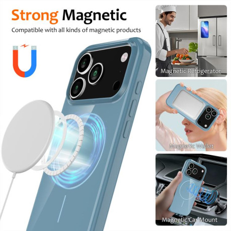 Противоударный чехол Glossy TPU Shockproof MagSafe на iPhone 17 Pro - синий