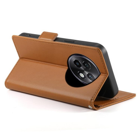Чехол-книжка Side Buckle Magnetic Frosted Leather для Realme 13+ - коричневый