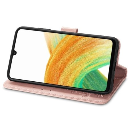 Чехол-книжка Four-leaf Clasp Embossed на Samsung Galaxy A13 4G - розовое золото