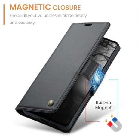Чехол-книжка CaseMe 023 Butterfly Buckle Litchi Texture RFID Anti-theft Leather для OPPO Reno12 F/12 FS 5G - черный