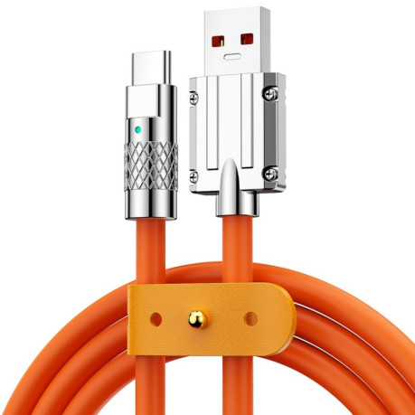 Кабель для швидкого заряджання Mech Series 6A 120W USB до USB-C / Type-C Metal Plug Silicone Fast Charging Data Cable, Length: 1.8m - оранжевий