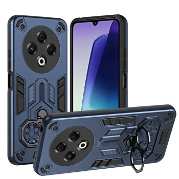 Чехол Double-Ring двойная подставка гибрид на Tecno Spark 30 4G — морской синий