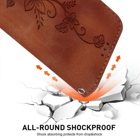 Чехол-книжка Lily Embossed Leather для Realme C65 4G - коричневый
