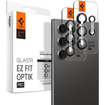Комплект защитных стекол 2шт на камеру Spigen Optik.Tr Camera Lens для Samsung Galaxy S24 Ultra - черное