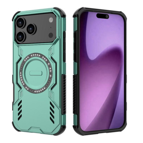 Противоударный чехол Butterfly Armor MagSafe Magnetic Ring Shockproo для iPhone 17 Pro Max - зеленый