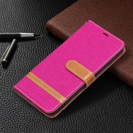 Чохол-книжка Color Matching Denim Texture на Samsung Galaxy S22 Plus 5G - пурпурно-червоний