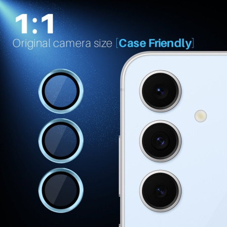 Защитное стекло NORTHJO Glitter Camera Lens Protector Tempered Glass Metal Ring на Samsung Galaxy S24 FE 5G - синее