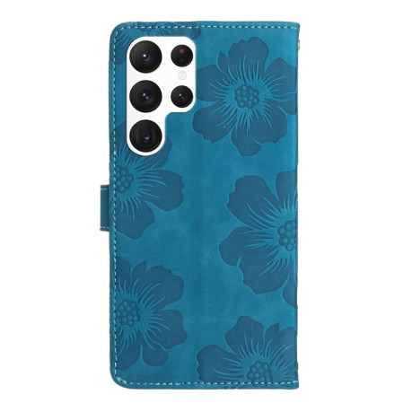 Чехол-книжка Flower Embossing Pattern для Samsung Galaxy S24 Ultra 5G - синий