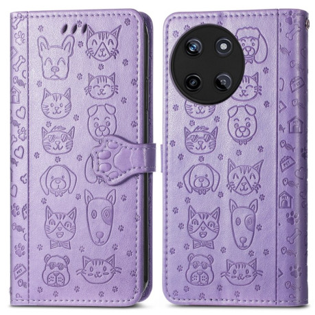 Чехол-книжка Cat and Dog для Realme 11 4G Global - фиолетовый