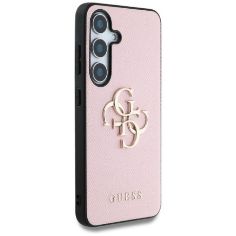Оригинальный чехол Guess Grained Big 4G Logo Small Classic Logo для Samsung Galaxy S25 - Pink