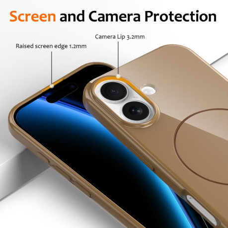 Противоударный чехол Glossy TPU Shockproof MagSafe на iPhone 17 - золотой