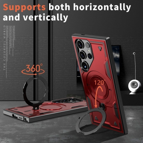 Протиударний чохол MagSafe Holder Armor PC Hybrid  для Samsung Galaxy S25 Ultra 5G - червоний