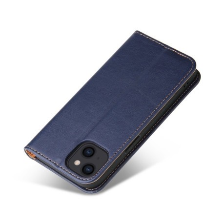 Кожаный чехол-книжка Fierre Shann Genuine leather на iPhone 13 mini - синий