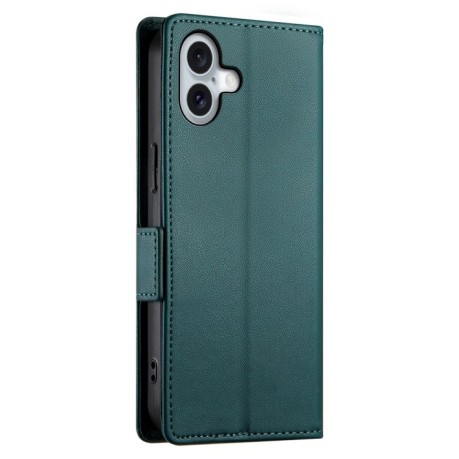Чехол-книжка Side Buckle Magnetic Frosted Leather для iPhone 16 Plus - зеленый
