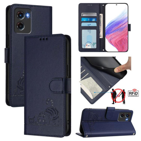 Чехол-книжка Cat Embossing Pattern на Motorola Moto G05 5G - синий