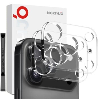 Комплект захисного скла на камеру 2pcs NORTHJO Camera Lens Protector 3D HD для iPhone 17 Pro - прозорий