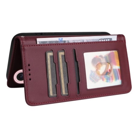 Чохол-книжка BETOPNICE BN-005 2 in 1 Detachable Imitate Genuine Leather для iPhone 16 - винно-червоний
