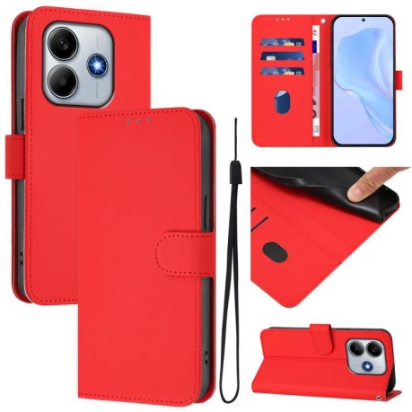 Чехол-книжка Skin Feel Solid Color Leather для Xiaomi Poco M7 Pro 5G - красный