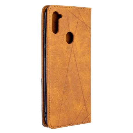Чехол-книжка Rhombus Texture на Samsung Galaxy A11/M11 - оранжевый