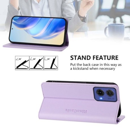 Чохол-книжка RC01 Dual-Folded Magnetic Suction RFID Leather на Motorola Moto G85 - фіолетовий