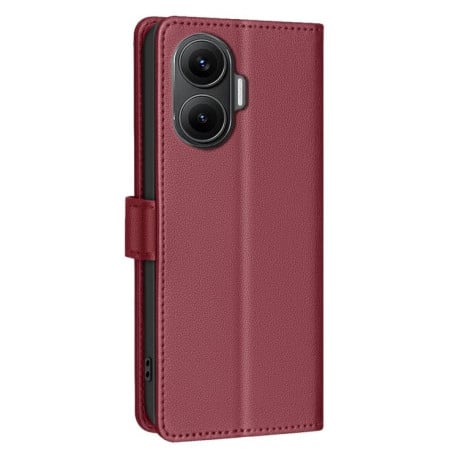 Чехол-книжка Litchi Texture RFID Anti-theft Leather для Xiaomi Poco F7 5G - красный