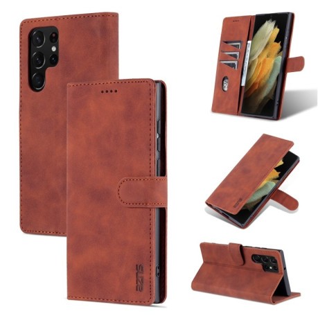 Чехол-книжка AZNS Skin Feel Calf для Samsung Galaxy S22 Ultra 5G - коричневый