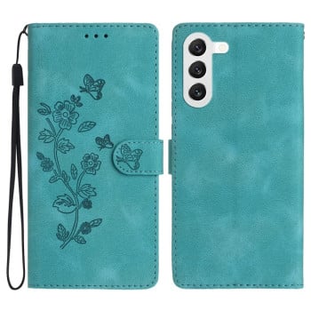 Чохол-книжка Flower Butterfly Embossing на Samsung Galaxy S24 5G - блакитний