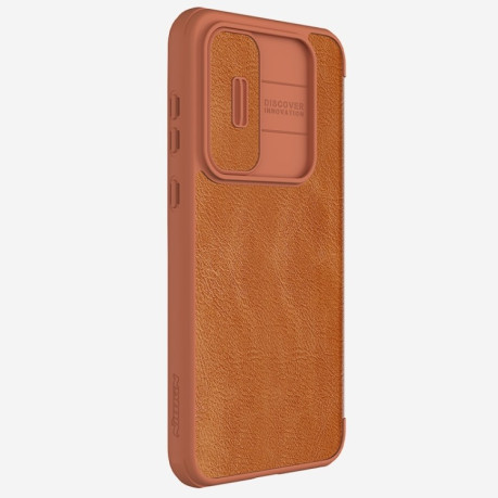 Кожаный чехол-книжка Nillkin Qin Series для Samsung Galaxy A35 5G - коричневый