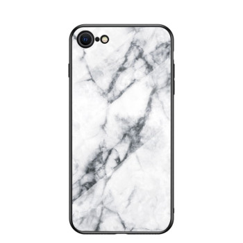 Стеклянный чехол Colored Painting Marble Pattern на iPhone SE 3/2 2022/2020/7/8 - белый