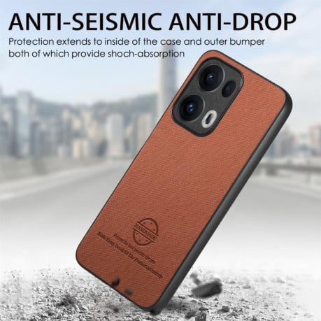 Чохол Twill Fabric Leather Skin Back для OPPO Reno13 Pro Global - коричневий