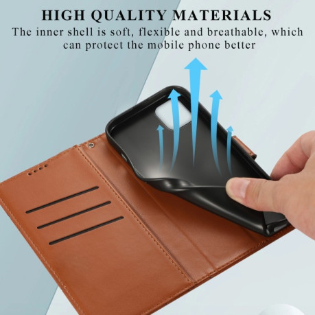 Чехол-книжка протиударний PU Genuine Leather Texture Embossed Line для Samsung Galaxy A05 - коричневый