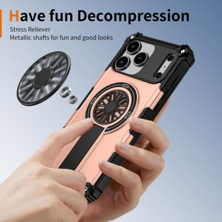 Противоударный чехол Shockproof Kickstand Metallic Shaft MagSafe на iPhone 17 Pro - золото