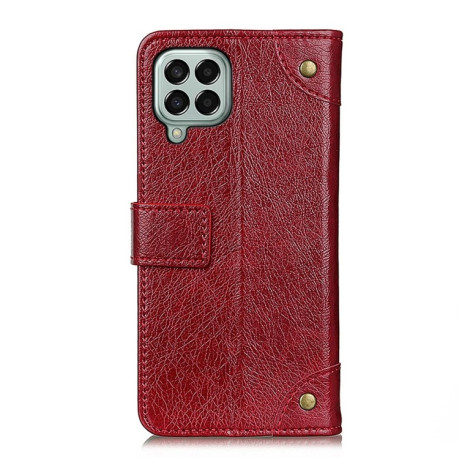 Чехол-книжка Copper Buckle Nappa Texture на Samsung Galaxy M33 5G - винно-красный