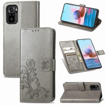 Чохол-книжка Four-leaf Clasp Embossed на Xiaomi Redmi Note 10/10s/Poco M5s - сірий