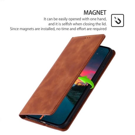 Чехол-книжка Retro Skin Feel Business Magnetic на OPPO A3/A3x/A40m - коричневый