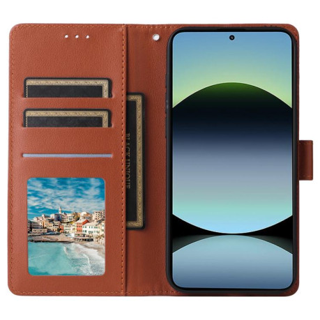 Чохол-книжка 3-Card Slots Multifunctional Leather для Xiaomi Redmi Note 14 4G 164.48mm - коричневий