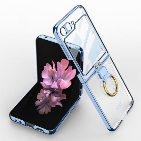 Противоударный чехол GKK Electroplating with Ring для Samsung Galaxy  Flip 6 - синий