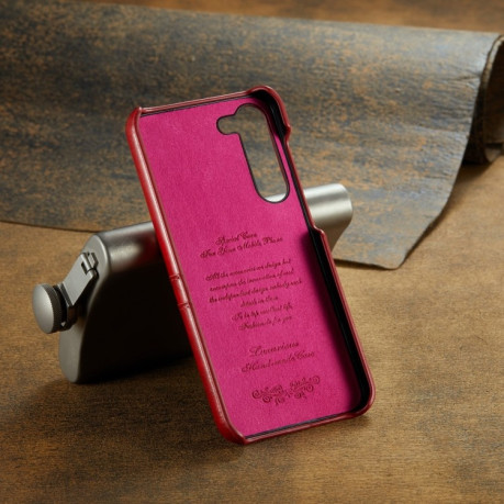 Кожаный чехол Fierre Shann Retro Oil Wax на Samsung Galaxy S24 5G - красный