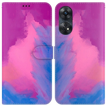 Чехол-книжка Watercolor Pattern для OPPO Reno8 T 4G - Red