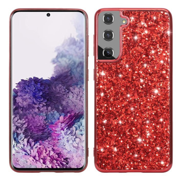 Ударозащитный чехол Glittery Powder на Samsung Galaxy S21  - красный