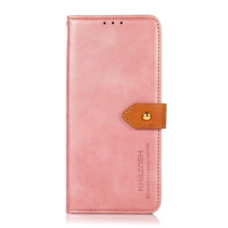 Чохол-книжка KHAZNEH Dual-color Cowhide для iPhone 15 Plus - рожеве золото