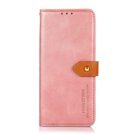 Чехол-книжка KHAZNEH Dual-color Cowhide для iPhone 15 Plus - розовое золото