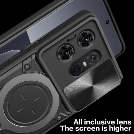 Протиударний чохол CD Texture Sliding Camshield Magnetic Holder на Motorola Edge 50 Pro Global - рожевий