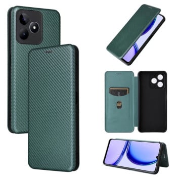 Чехол-книжка Carbon Fiber Texture на For Realme C53/C51 / Narzo N53 - зеленый
