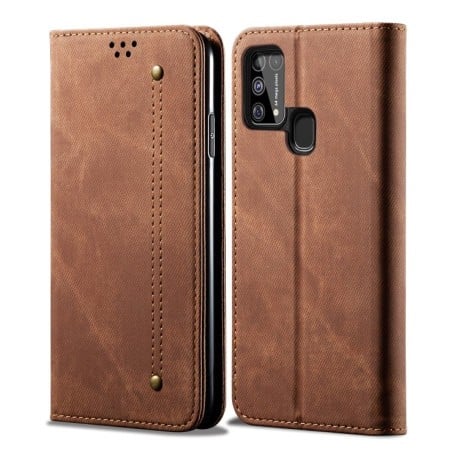 Чохол книжка Denim Texture Casual Style Samsung Galaxy M31 - коричневий