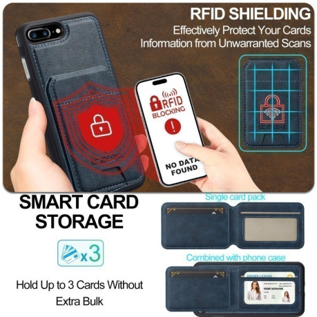 Чехол-книжка LC.IMEEKE L3 Series Detachable RFID Card Bag Magsafe для iPhone 16e - синий