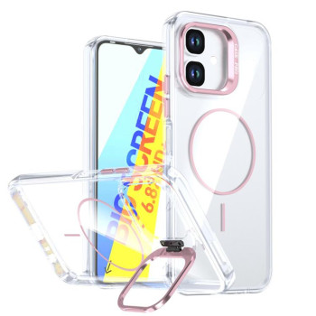 Прозрачный чехол Bright Color Clear с MagSafe и рамкой камеры на Infinix Smart 20 4G — розовый